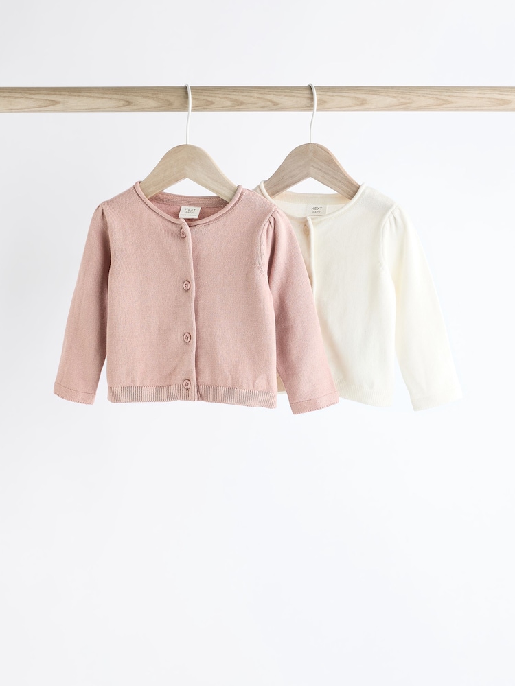 Rosa/blanco - 100% Cotton Cardigans 2 Pack (0mths-3yrs) - Imagen 1 de 7