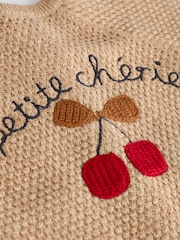 Tan Brown Baby Back Slogan Embroidered Knitted 100% Cotton Cardigan (0mths-2yrs) - Image 11 of 11