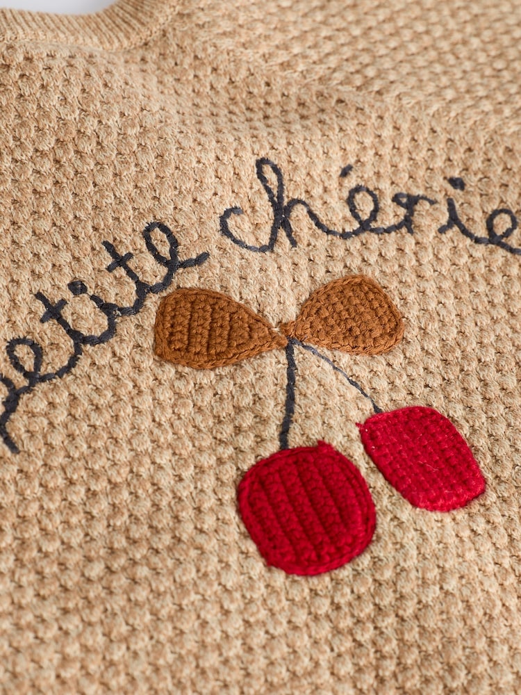 Tan Brown Baby Back Slogan Embroidered Knitted 100% Cotton Cardigan (0mths-2yrs) - Image 11 of 11 Tan Brown Baby Back Slogan Embroidered Knitted 100% Cotton Cardigan (0mths-2yrs) - Image 11 of 11