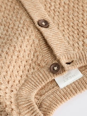 Tan Brown Baby Back Slogan Embroidered Knitted 100% Cotton Cardigan (0mths-2yrs) - Image 8 of 11