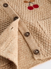 Tan Brown Baby Back Slogan Embroidered Knitted 100% Cotton Cardigan (0mths-2yrs) - Image 9 of 11