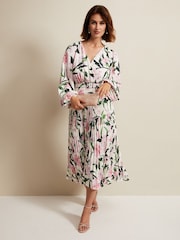 Phase Eight Multi Petite Penny Floral Midi Dress - Image 3 of 9