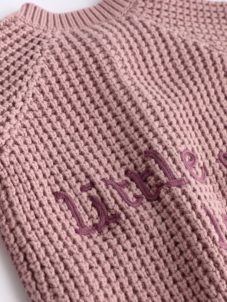 ורוד - Back Slogan Embroidered Baby Knitted Cardigan (0mths-2yrs) - Image 11 of 11