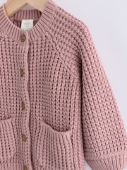 ורוד - Back Slogan Embroidered Baby Knitted Cardigan (0mths-2yrs) - Image 6 of 11
