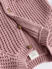 ורוד - Back Slogan Embroidered Baby Knitted Cardigan (0mths-2yrs) - Image 8 of 11