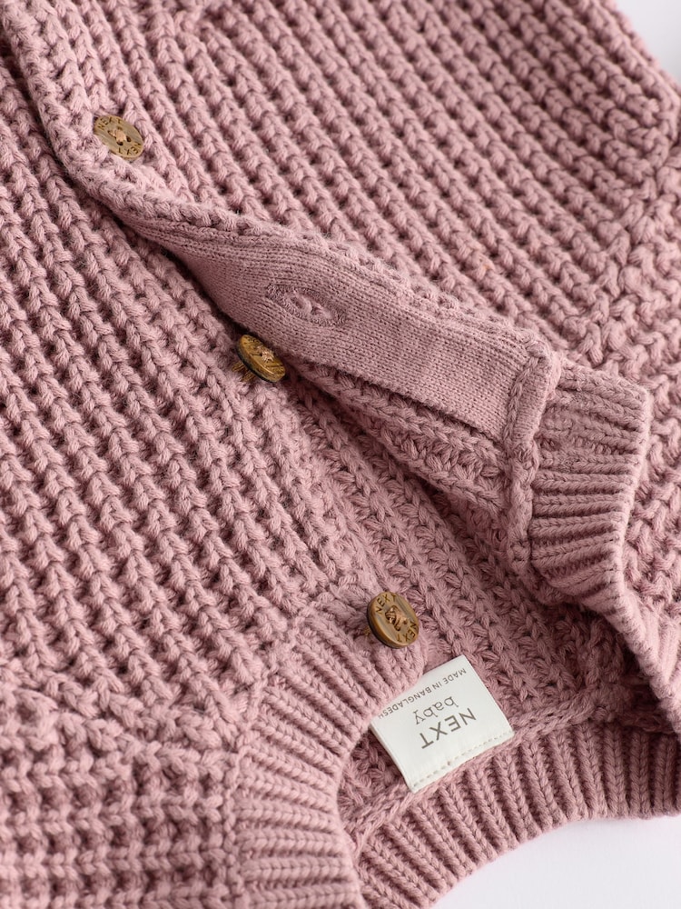 ורוד - Back Slogan Embroidered Baby Knitted Cardigan (0mths-2yrs) - Image 8 of 11