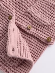 ורוד - Back Slogan Embroidered Baby Knitted Cardigan (0mths-2yrs) - Image 9 of 11
