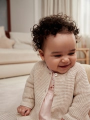Cream Baby Frill Hem 100% Cotton Knitted Cardigan (0mths-2yrs) - Image 1 of 8