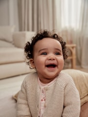 Cream Baby Frill Hem 100% Cotton Knitted Cardigan (0mths-2yrs) - Image 2 of 8