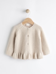 Cream Baby Frill Hem 100% Cotton Knitted Cardigan (0mths-2yrs) - Image 4 of 8