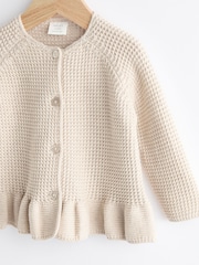 Cream Baby Frill Hem 100% Cotton Knitted Cardigan (0mths-2yrs) - Image 6 of 8