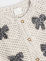 Grey 3D Bows Baby 100% Cotton Knitted Cardigan (0mths-2yrs) - Image 8 of 10