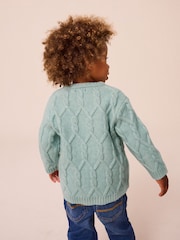Mineral Green Cable Knit Crew Neck Jumper (3mths-7yrs) - Image 3 of 6