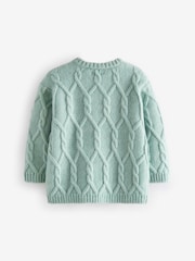 Mineral Green Cable Knit Crew Neck Jumper (3mths-7yrs) - Image 5 of 6