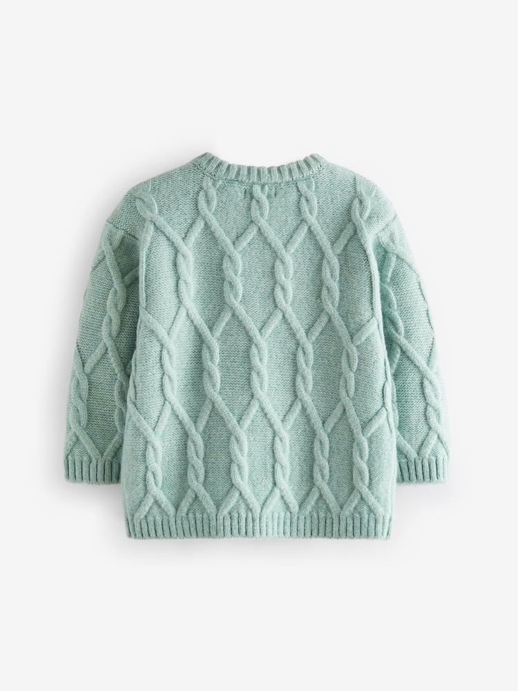 Mineral Green Cable Knit Crew Neck Jumper (3mths-7yrs) - Image 5 of 6