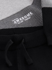 Black/Grey Knitted Textured 100% Cotton Hoodie and Joggers Set (3mths-7yrs) - Image 3 of 4