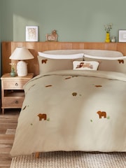 Natural Tufted Hamish Brushed 100% Cotton Duvet Cover and Pillowcase Set - Image 1 of 4