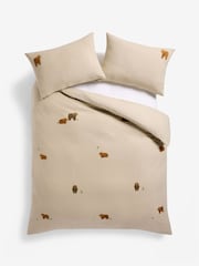 Natural Tufted Hamish Brushed 100% Cotton Duvet Cover and Pillowcase Set - Image 4 of 4