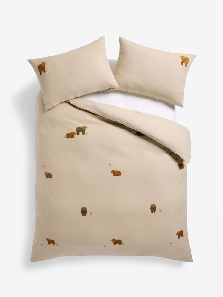 Natural Tufted Hamish Brushed 100% Cotton Duvet Cover and Pillowcase Set - Image 4 of 4