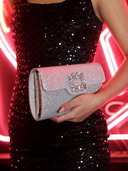 Linzi Silver Wonder Satin Diamante Clutch Bag - Image 2 of 2