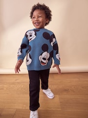 Teal Blue Mickey Mouse Knitted Crew Neck Jumper (3mths-7yrs) - Image 3 of 7