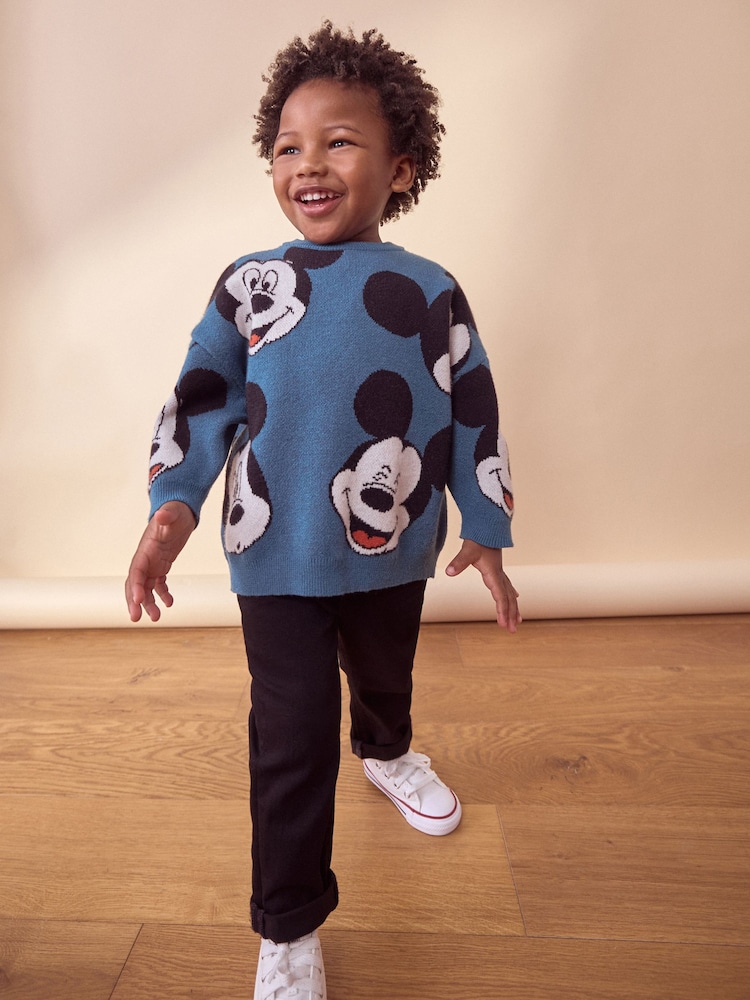 Teal Blue Mickey Mouse Knitted Crew Neck Jumper (3mths-7yrs) - Image 3 of 7