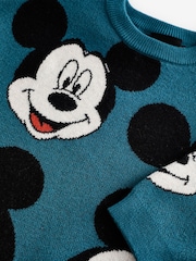 Teal Blue Mickey Mouse Knitted Crew Neck Jumper (3mths-7yrs) - Image 7 of 7