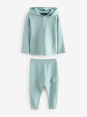 Blue Knitted Zip Neck Utility Hoodie and Joggers Set (3mths-7yrs) - Image 1 of 3