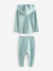 Blue Knitted Zip Neck Utility Hoodie and Joggers Set (3mths-7yrs) - Image 2 of 3