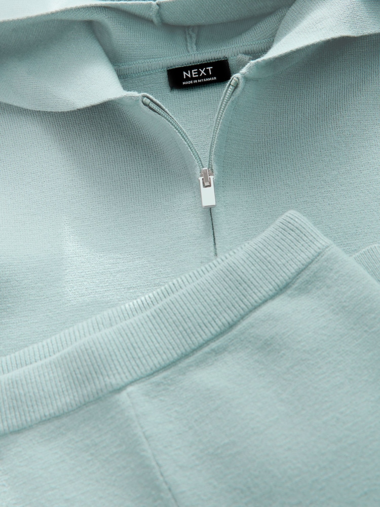 Blue Knitted Zip Neck Utility Hoodie and Joggers Set (3mths-7yrs) - Image 3 of 3