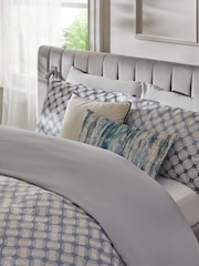 Blue Geometric 100% Cotton 200TC Jacquard Duvet Cover and Pillowcase Set - Image 2 of 4