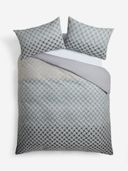 Blue Geometric 100% Cotton 200TC Jacquard Duvet Cover and Pillowcase Set - Image 4 of 4