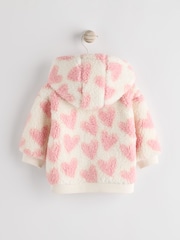 White/Pink Heart Baby Cosy Fleece Jacket (0mths-2yrs) - Image 2 of 7