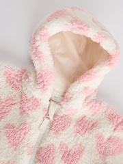 White/Pink Heart Baby Cosy Fleece Jacket (0mths-2yrs) - Image 4 of 7