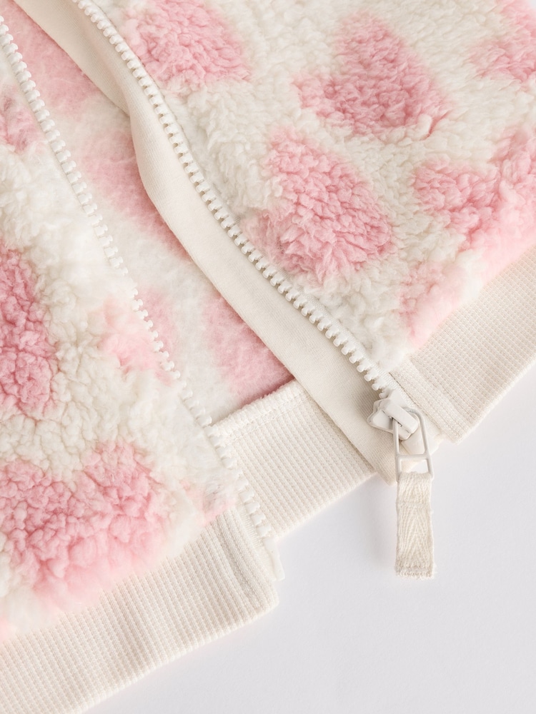 White/Pink Heart Baby Cosy Fleece Jacket (0mths-2yrs) - Image 7 of 7