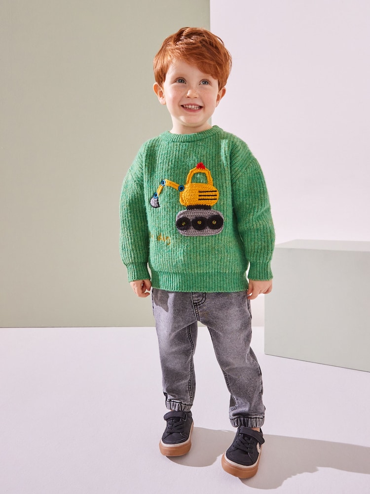 Green Digger Knitted Crew Neck Jumper (3mths-7yrs) - Image 2 of 7 Green Digger Knitted Crew Neck Jumper (3mths-7yrs) - Image 2 of 7