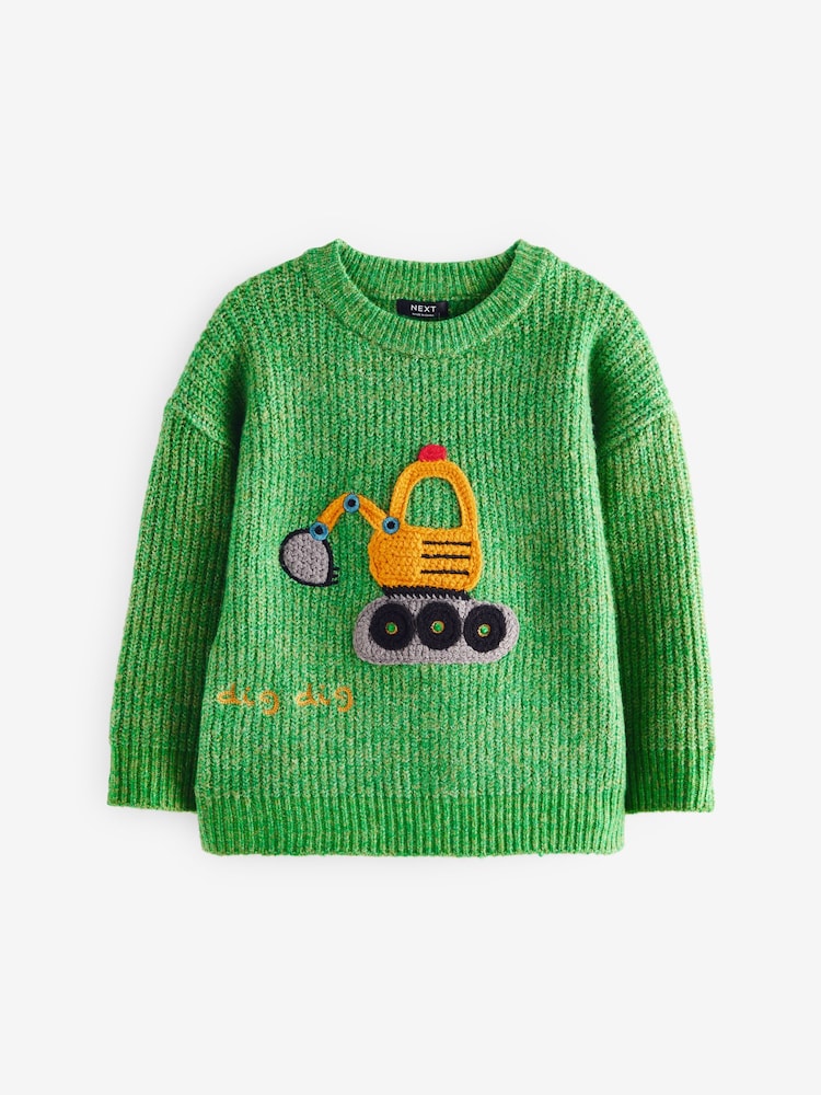 Green Digger Knitted Crew Neck Jumper (3mths-7yrs) - Image 4 of 7
