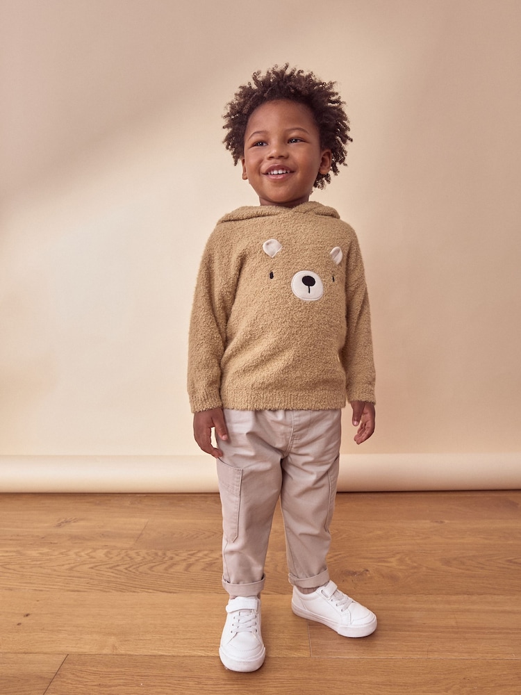 Tan Brown Bear Knitted Hoodie (3mths-7yrs) - Image 2 of 6