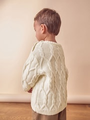 Ecru Cable Knit Crew Neck Jumper (3mths-7yrs) - Image 3 of 7