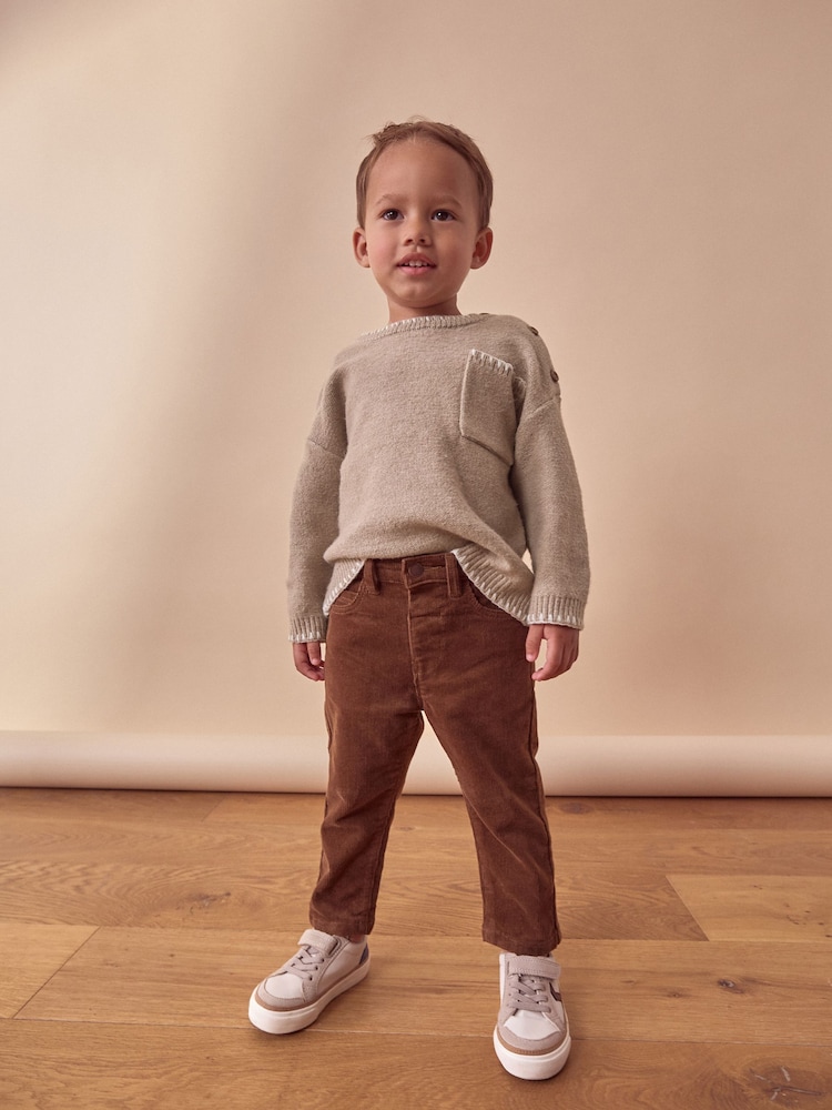 Neutral Knitted Crew Neck Jumper (3mths-7yrs) - Image 2 of 8