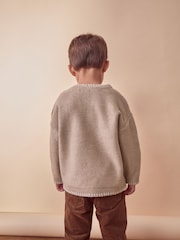 Neutral Knitted Crew Neck Jumper (3mths-7yrs) - Image 4 of 8