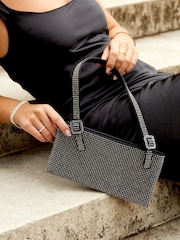 Linzi Black Fantasy Satin Diamante Shoulder Bag - Image 1 of 4