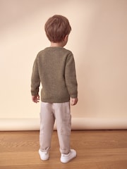 Khaki Green Safari Animals Crew Neck Knitted 100% Cotton Jumper (3mths-7yrs) - Image 2 of 7