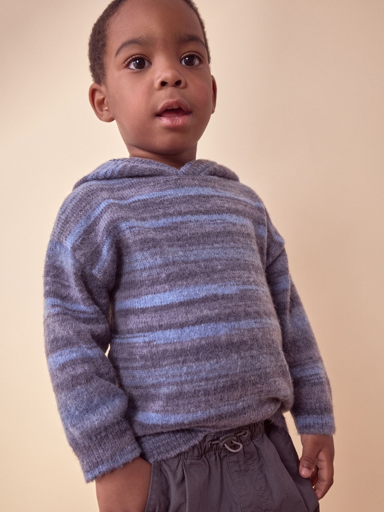 Blue Stripe Knitted Hoodie (3mths-7yrs) - Image 1 of 6