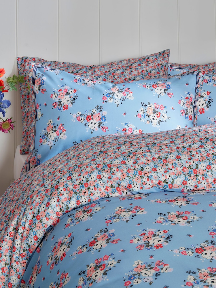 Cath Kidston Blue Set Of 2 Clifton Mews 100% Cotton Pillowcases - Image 1 of 3