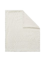 BHS White Ruched Faux Fur Throw - Image 4 of 4