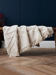 BHS Natural Tufted 100% Cotton Throw - Image 1 of 4