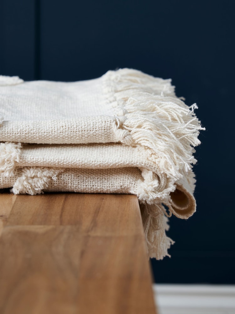 BHS Natural Tufted 100% Cotton Throw - Image 2 of 4