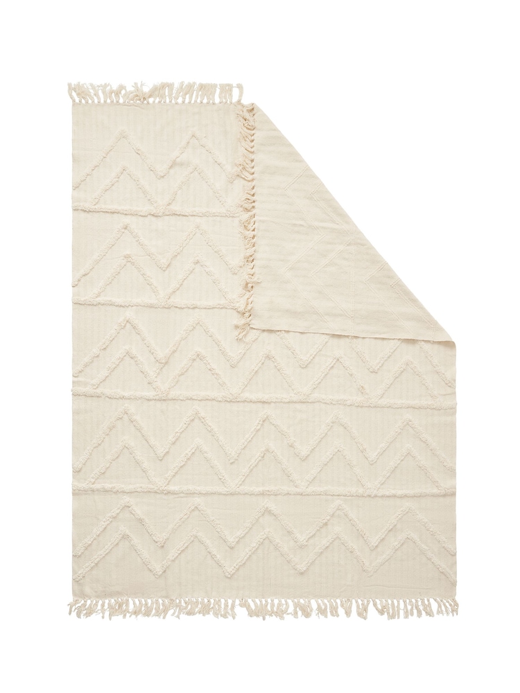 BHS Natural Tufted 100% Cotton Throw - Image 4 of 4