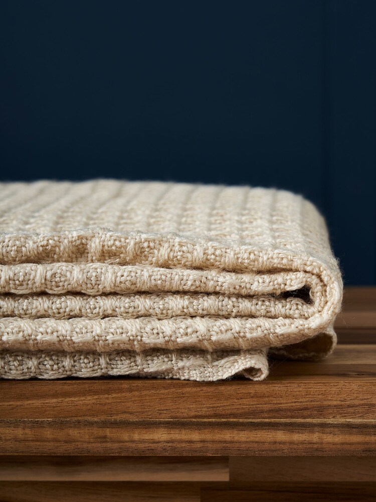 BHS Cream Waffle Woven Throw - Image 2 of 3